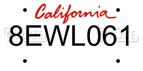 8EWL061 California License Plate
