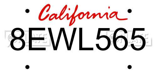 8EWL565 California License Plate