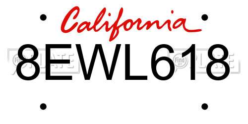 8EWL618 California License Plate