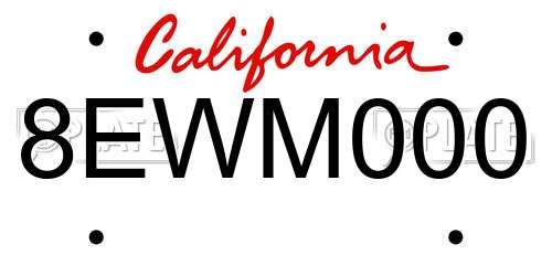 8EWM000 California License Plate