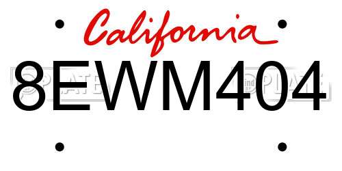 8EWM404 California License Plate