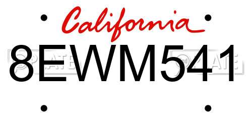 8EWM541 California License Plate