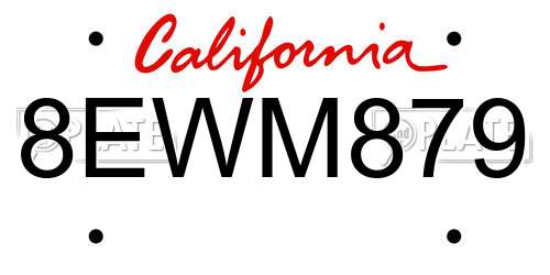 8EWM879 California License Plate
