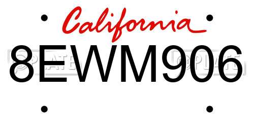 8EWM906 California License Plate