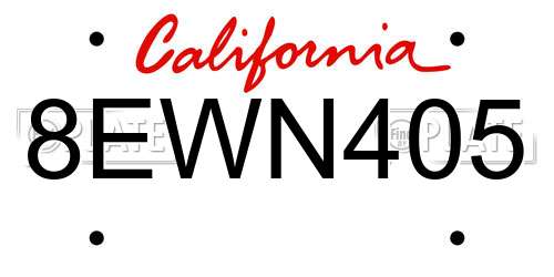 8EWN405 California License Plate