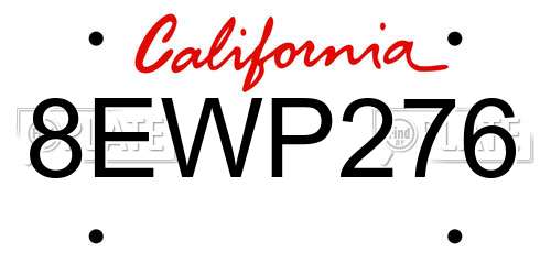 8EWP276 California License Plate
