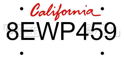 8EWP459 California License Plate