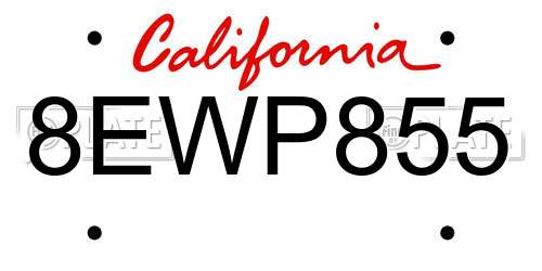 8EWP855 California License Plate