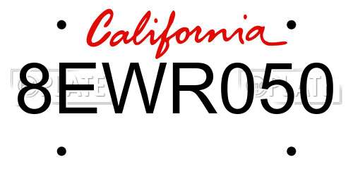 8EWR050 California License Plate