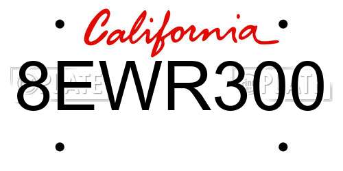 8EWR300 California License Plate