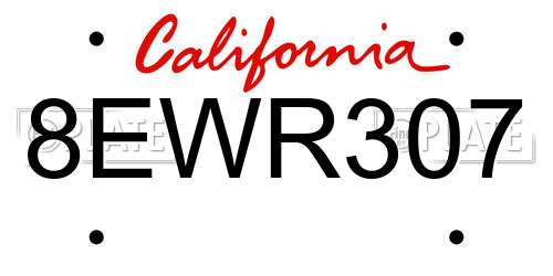 8EWR307 California License Plate