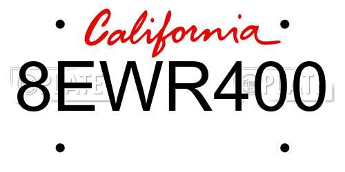 8EWR400 California License Plate