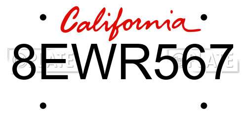 8EWR567 California License Plate