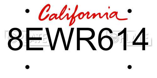 8EWR614 California License Plate
