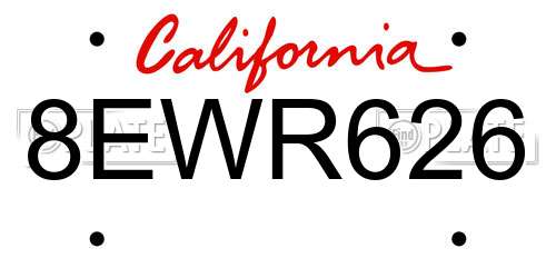 8EWR626 California License Plate