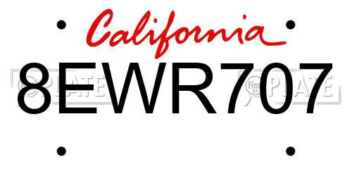 8EWR707 California License Plate