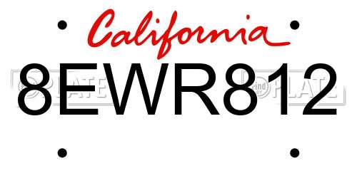 8EWR812 California License Plate