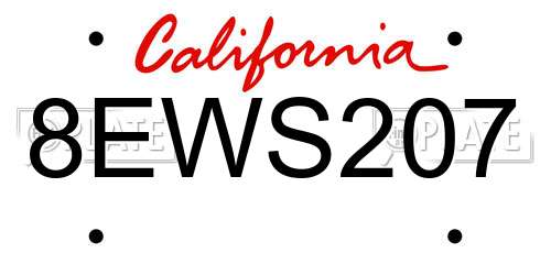 8EWS207 California License Plate