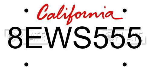 8EWS555 California License Plate