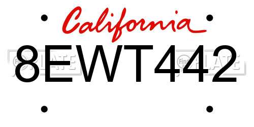 8EWT442 California License Plate