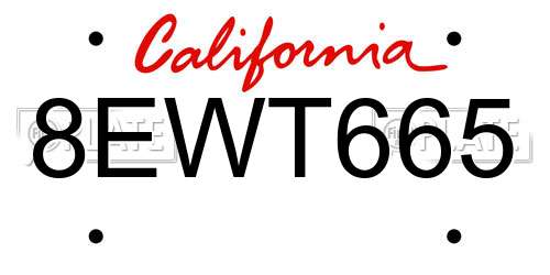8EWT665 California License Plate