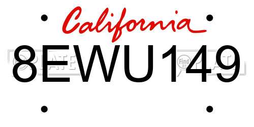 8EWU149 California License Plate