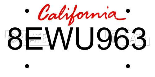 8EWU963 California License Plate