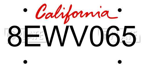 8EWV065 California License Plate