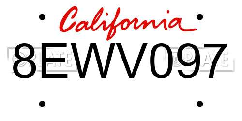 8EWV097 California License Plate