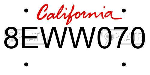 8EWW070 California License Plate