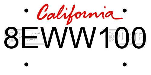 8EWW100 California License Plate