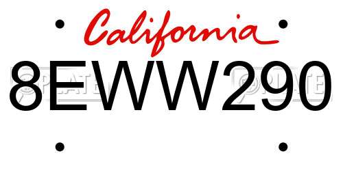 8EWW290 California License Plate