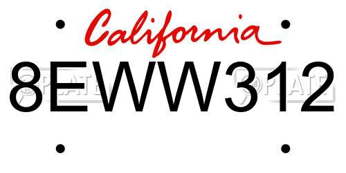 8EWW312 California License Plate