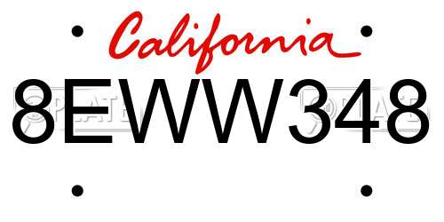 8EWW348 California License Plate