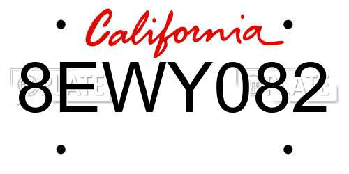 8EWY082 California License Plate