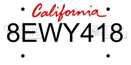 8EWY418 California License Plate