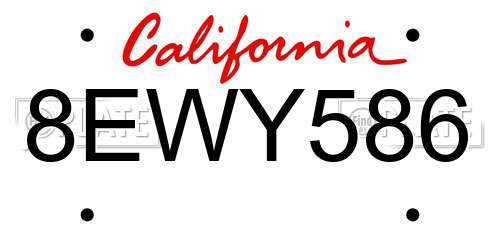 8EWY586 California License Plate