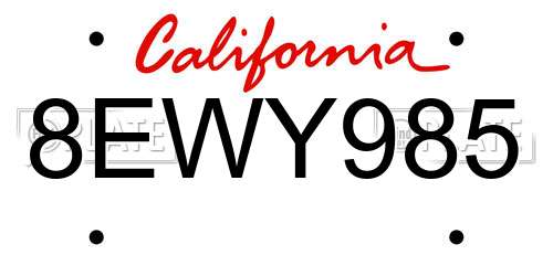 8EWY985 California License Plate