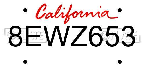 8EWZ653 California License Plate