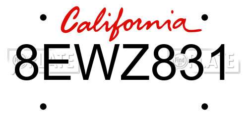 8EWZ831 California License Plate