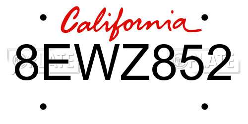 8EWZ852 California License Plate