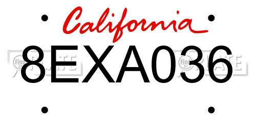 8EXA036 California License Plate