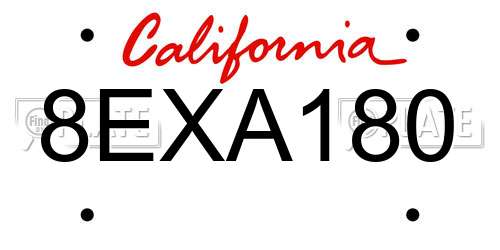 8EXA180 California License Plate
