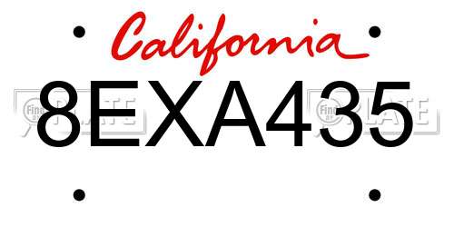 8EXA435 California License Plate