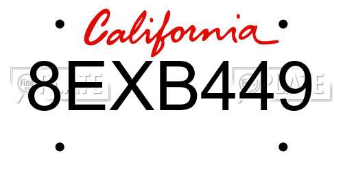 8EXB449 California License Plate