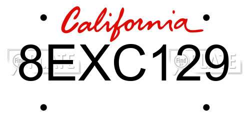 8EXC129 California License Plate