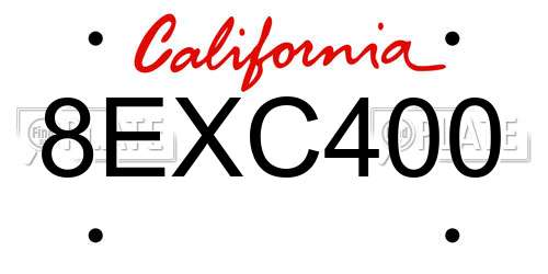 8EXC400 California License Plate