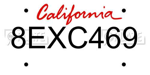 8EXC469 California License Plate