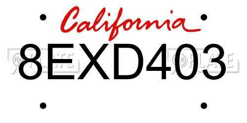 8EXD403 California License Plate