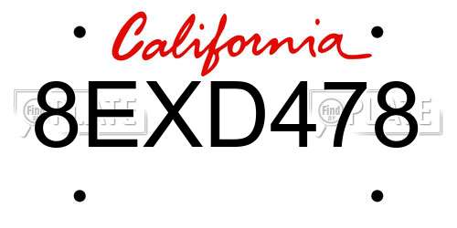 8EXD478 California License Plate
